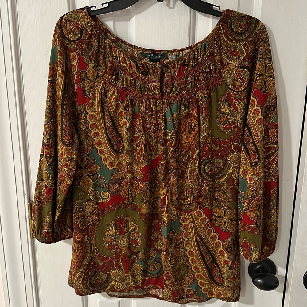 FALL VIBES!!! Lauren Ralph Lauren Fall Paisley TopSize Large L